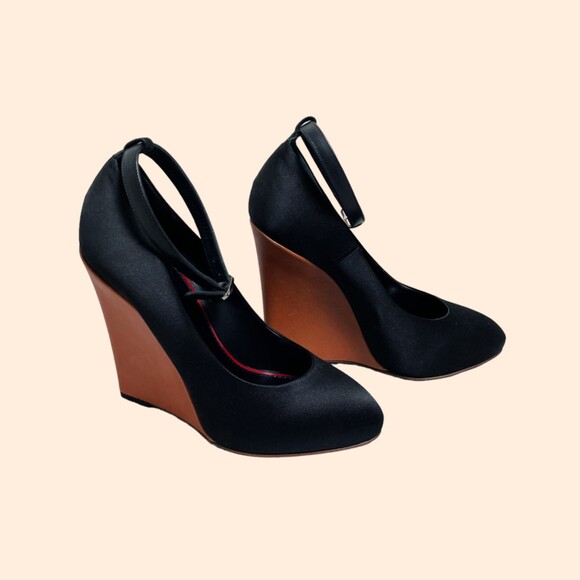 Celine Black Ankle Wedges - Picture 1 of 7